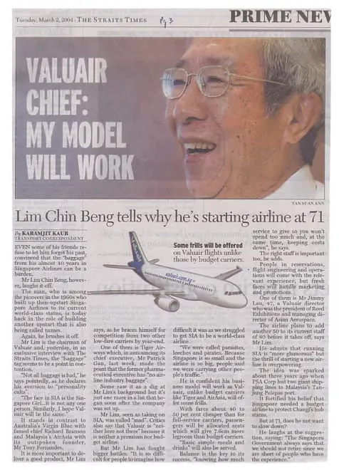 Valuair article Valuair airlines – The model did not work