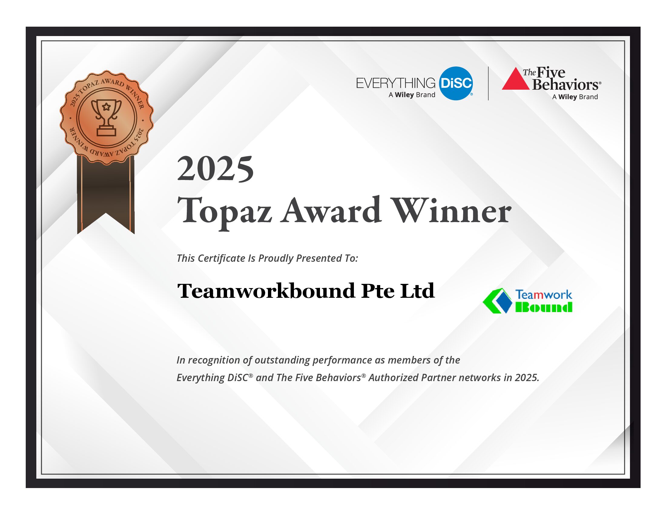 2025 Topaz award winner